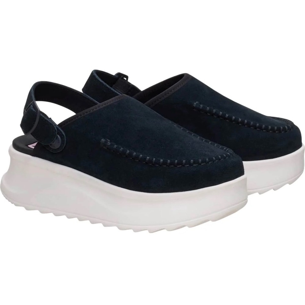 Hey Dude Delray Clog Suede Black Egret Platform Sandals Womens 11